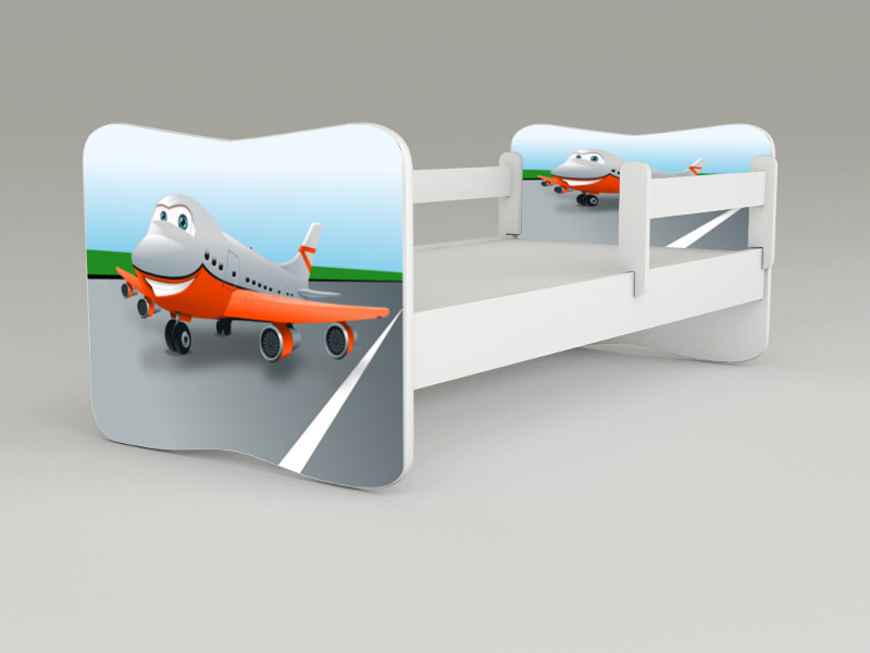 Detská posteľ s odnímateľnými zábranami Lietadlo